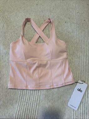 ALO Yoga Pink Crossback Crop Top